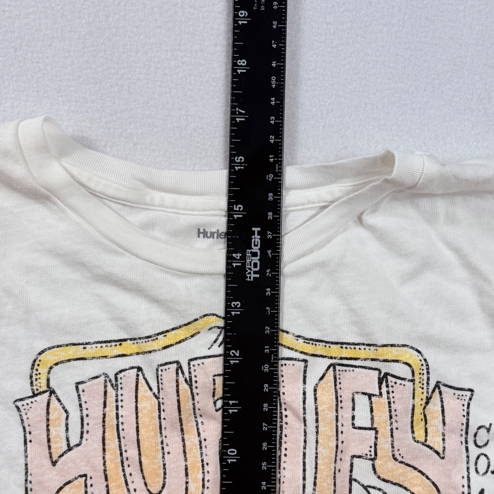 Hurley Graphic T-Shirt Womens Medium White Surf Palm Boxy Crop Top Boho Skater‎ - Picture 6 of 7